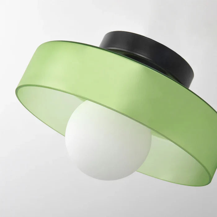 Modern glass ceiling lamp with a shade in minimalist design