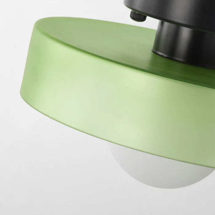 Modern glass ceiling lamp with a shade in minimalist design