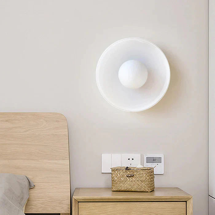 Modern glass ceiling lamp with a shade in minimalist design