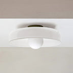 Modern glass ceiling lamp with a shade in minimalist design