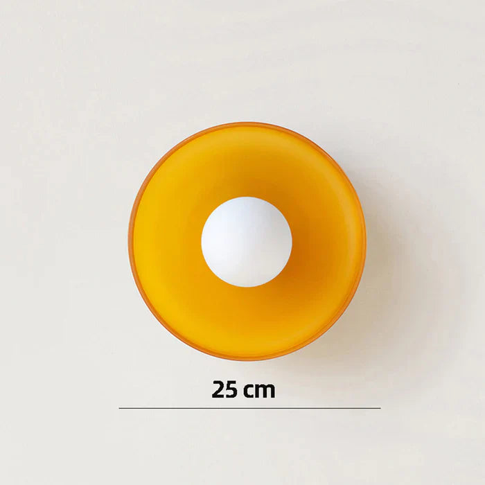Modern glass ceiling lamp with a shade in minimalist design