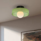 Modern glass ceiling lamp with a shade in minimalist design
