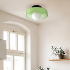 Modern glass ceiling lamp with a shade in minimalist design