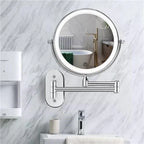 Wall-mounted cosmetic mirror with LED lighting and magnification