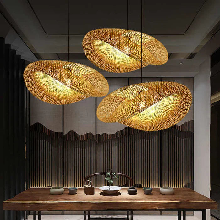 Handwoven Bamboo Pendant Lamp in Boho Style