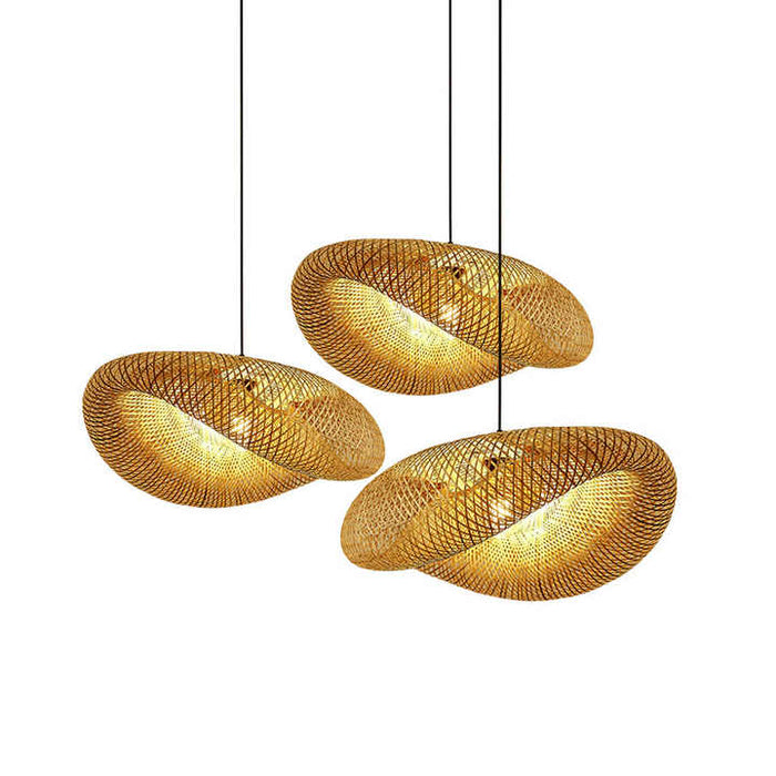 Handwoven Bamboo Pendant Lamp in Boho Style