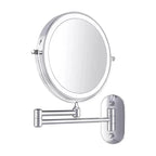 Wall-mounted cosmetic mirror with LED lighting and magnification