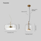 June Modern Cylinder Pendant Light. Clear/Smoky Gray/Amber
