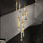 Valentina Modern Teardrop Crystal Chandelier, Gold