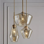 June Pendant Light Glass, Clear/Amber Diamond shape