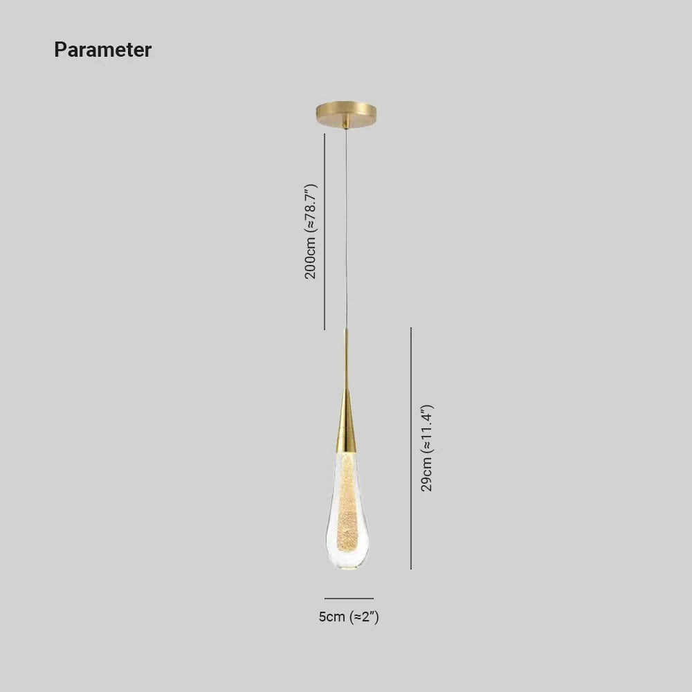 Kristy Pendant Light Drop Shape Gold Bedroom Crystal/Metal 1/3/5-bulb