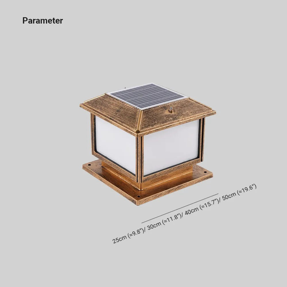 Ray Vintage Rectangle Metal Outdoor Solar Lamps, Black/Bronze
