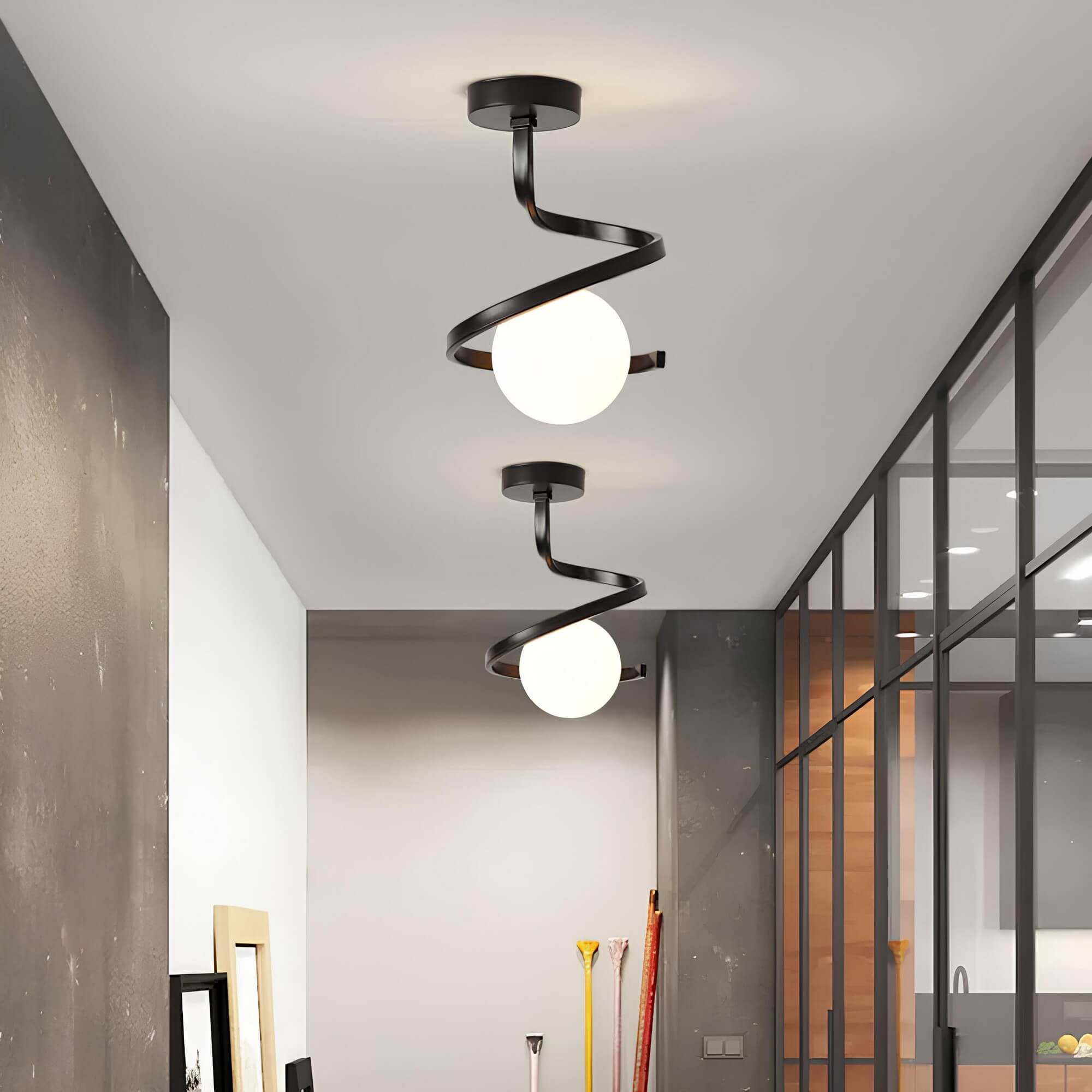Modern Iron Glass Ceiling Light 1-Light