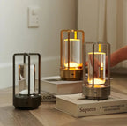 Modern LED Table Lamp Lantern with Touch Switch and Elegant Metal Frame