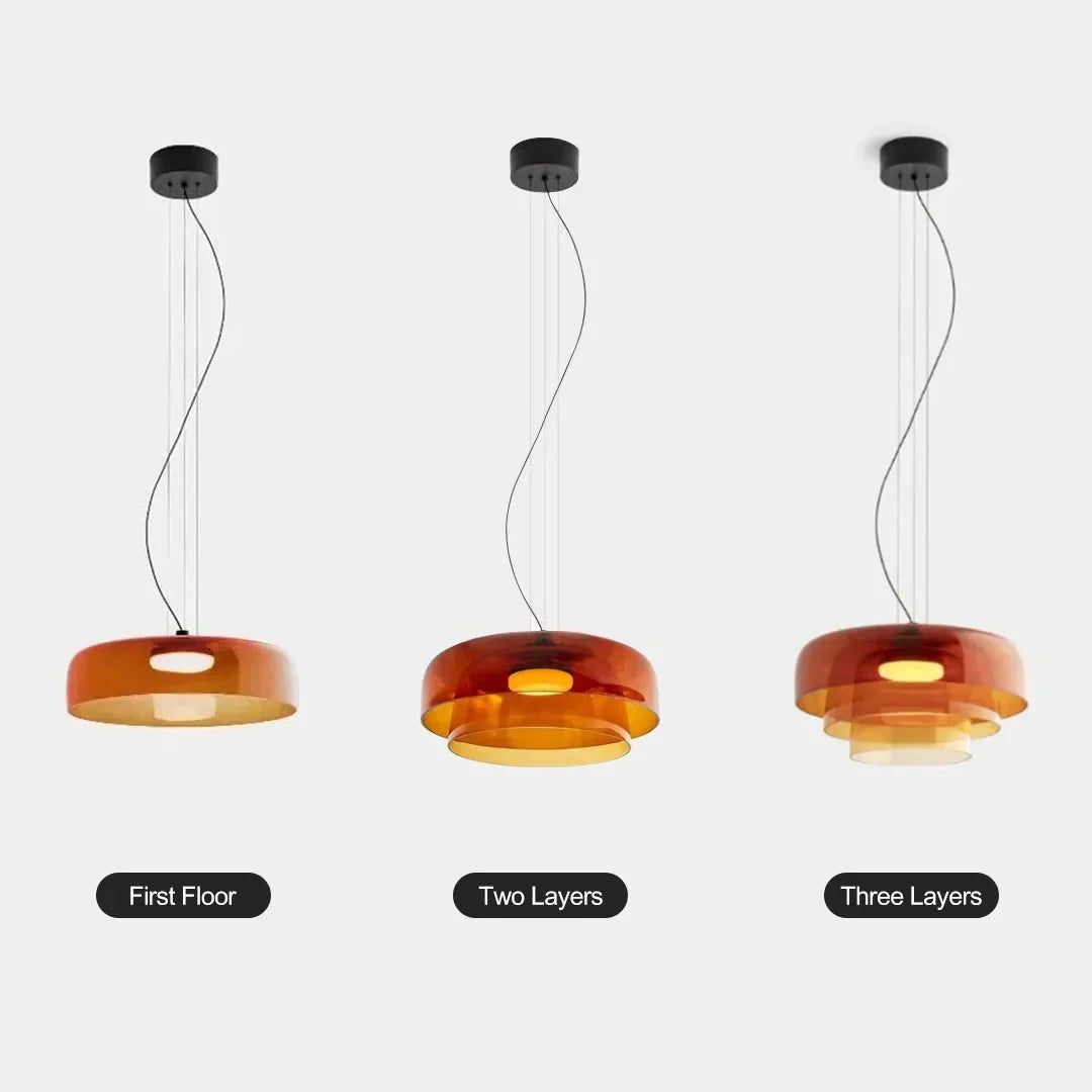 Modern Glass Pendant Lamp with Layered Shade – Design Inspired by Retro Style