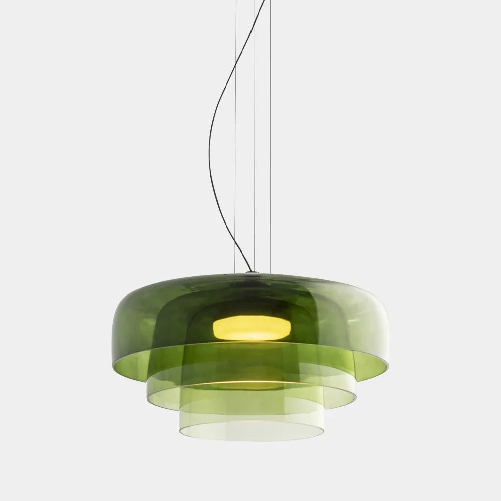 Modern Glass Pendant Lamp with Layered Shade – Design Inspired by Retro Style