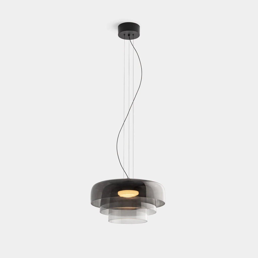 Modern Glass Pendant Lamp with Layered Shade – Design Inspired by Retro Style
