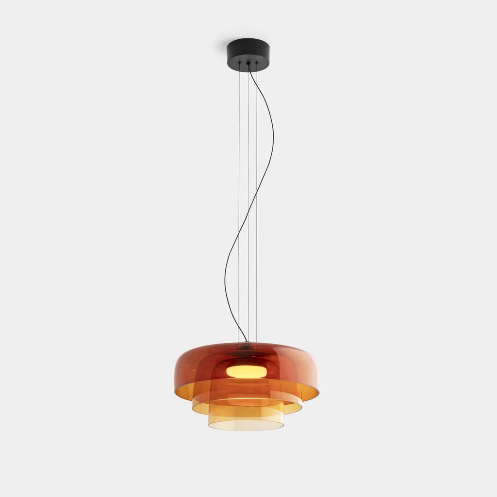 Modern Glass Pendant Lamp with Layered Shade – Design Inspired by Retro Style