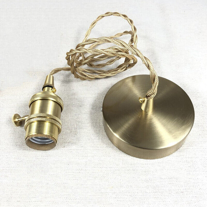 Vintage pendant lamp with ribbed glass shade and gold finish