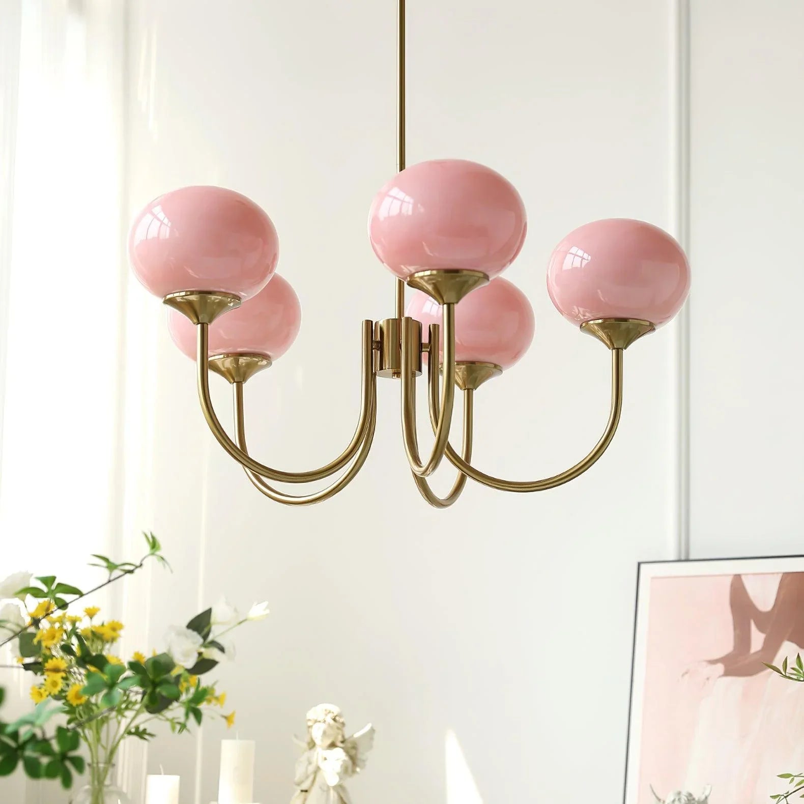 Retro glamour pendant lamp with spherical shades