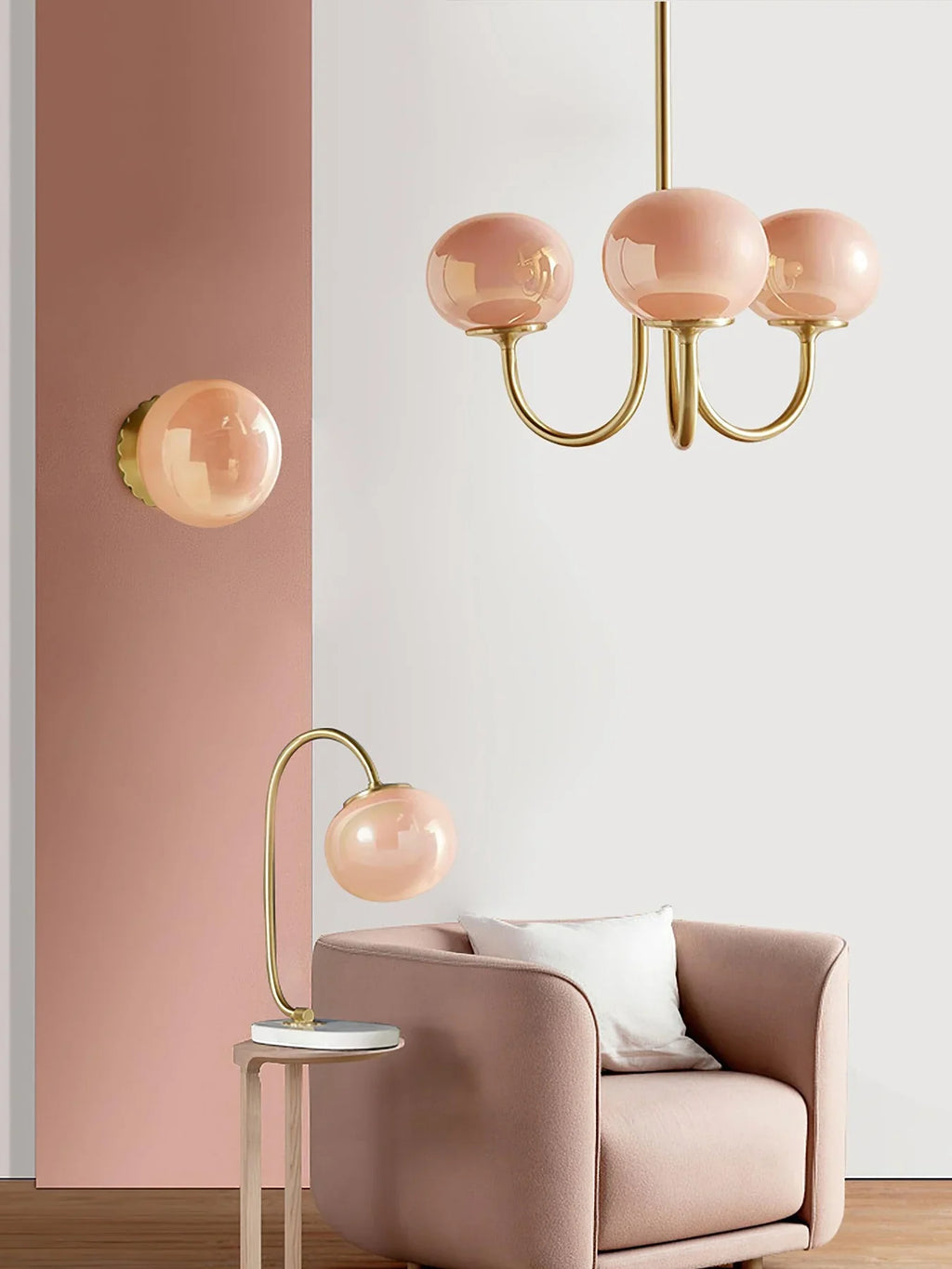 Retro glamour pendant lamp with spherical shades