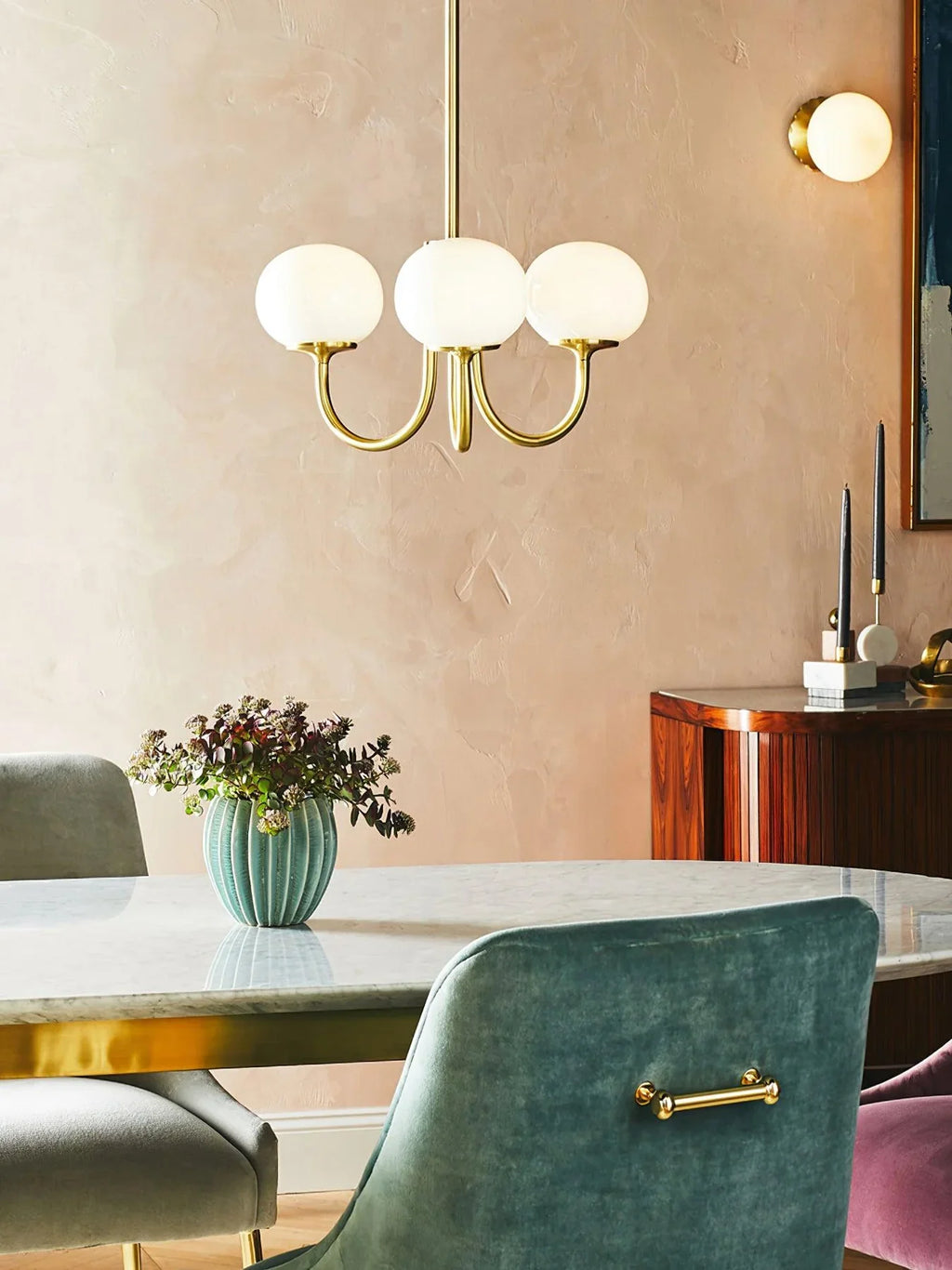 Retro glamour pendant lamp with spherical shades