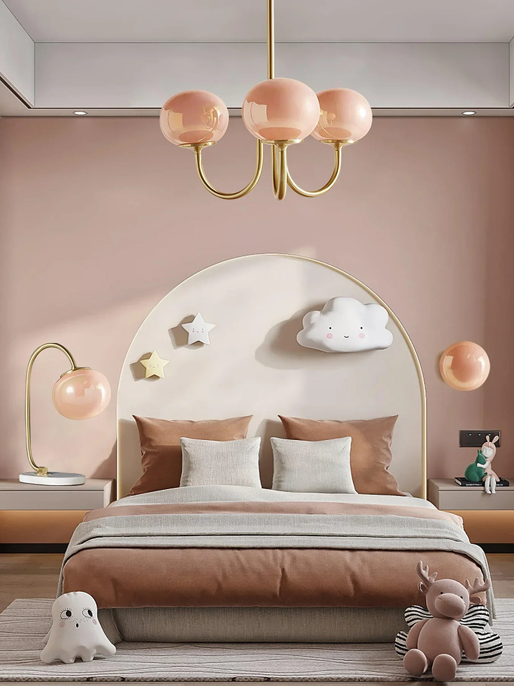 Retro glamour pendant lamp with spherical shades
