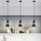 Modern Smoked Glass Cylinder Pendant 1-Light