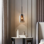 Modern Smoked Glass Cylinder Pendant 1-Light