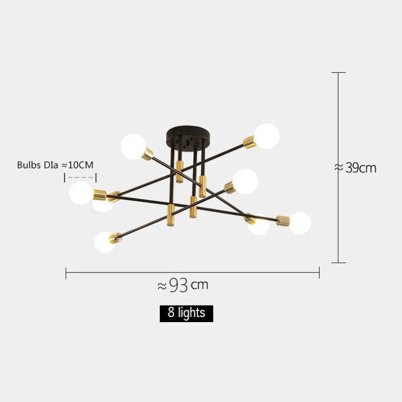 Industrial ceiling lamp chandelier with round lights