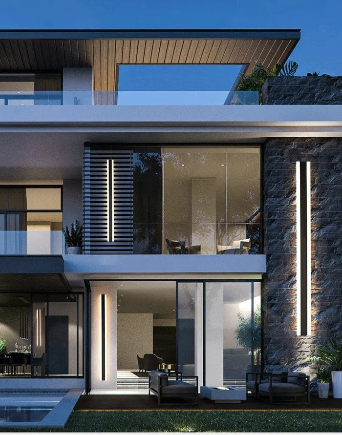 Modern LED Wall Lamp – Vertical Waterproof Decorative Panel for Facades