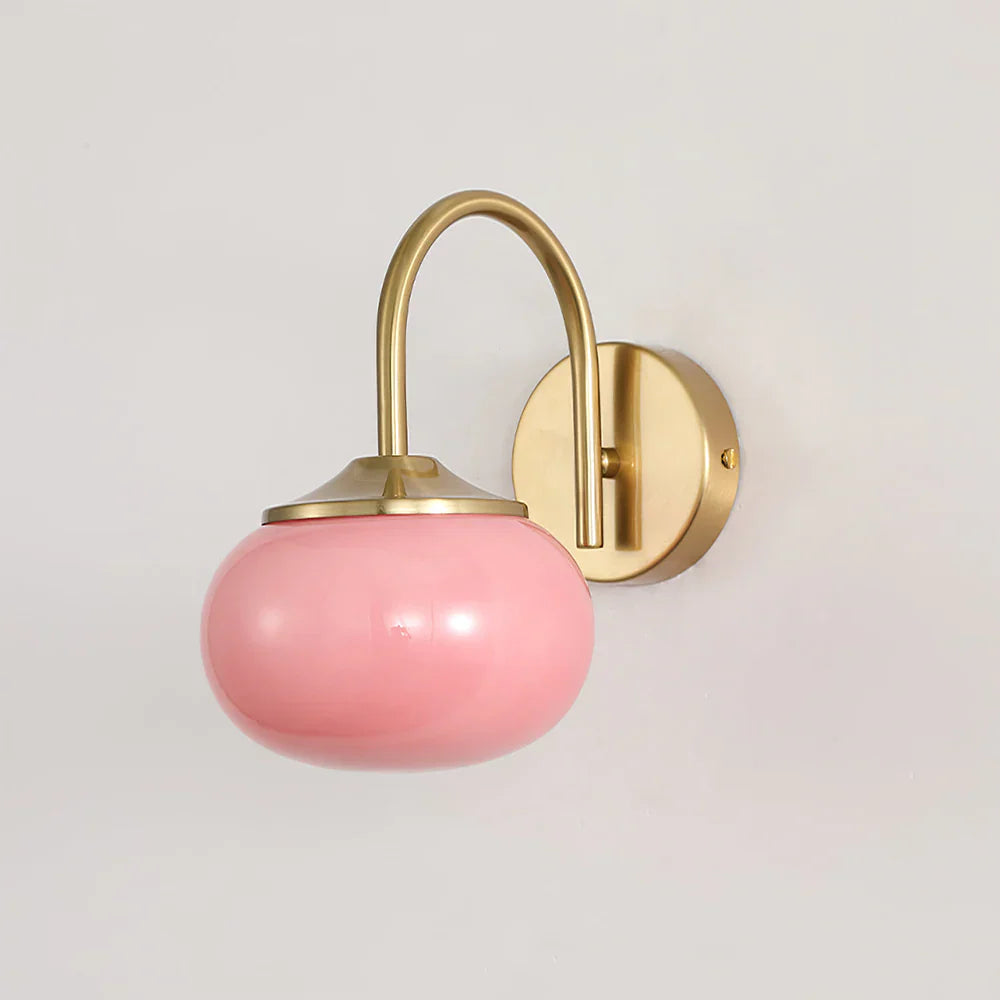 Wall Lamp with Glass Shade and Gold Finish