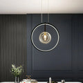 Modern LED pendant lamp in the shape of a circle with a central light source