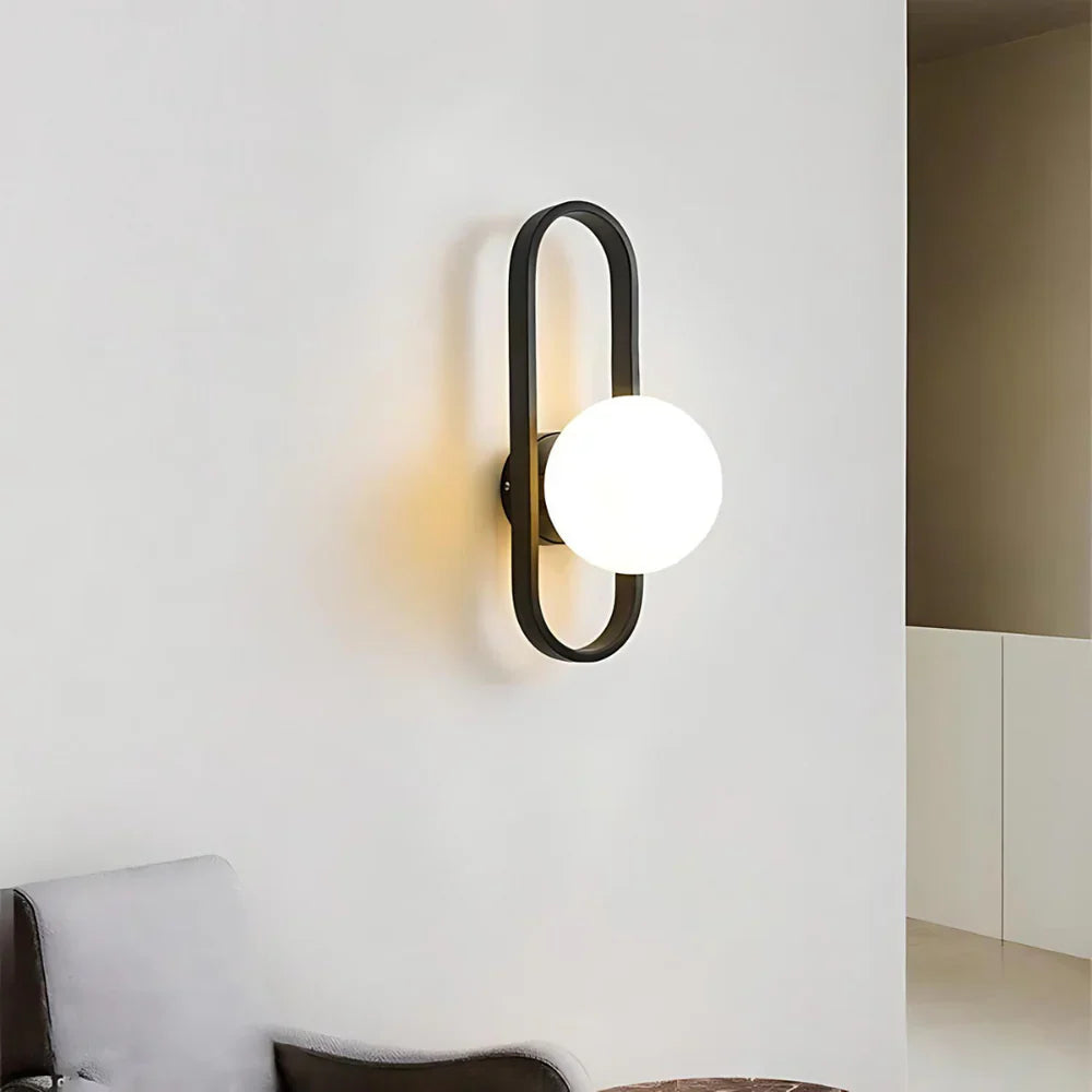 Modern Wall Sconce with Milk Glass Ball