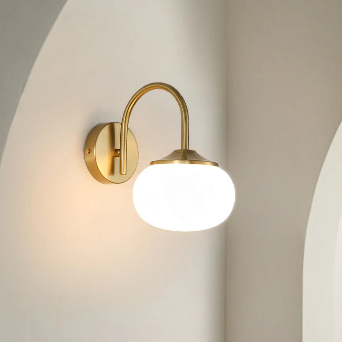 Wall Lamp with Glass Shade and Gold Finish