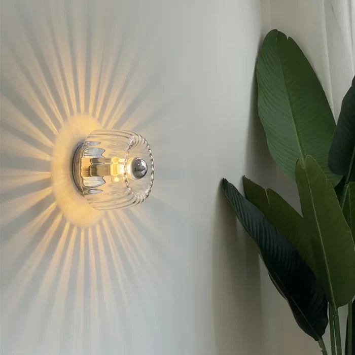Elegant glass ceiling lamp with crystal design