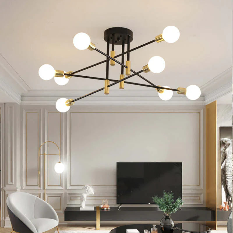 Industrial ceiling lamp chandelier with round lights