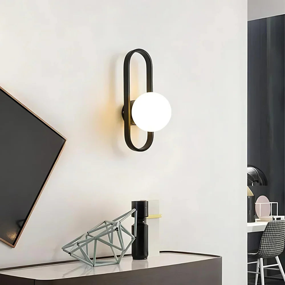 Modern Wall Sconce with Milk Glass Ball