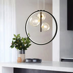 Modern LED pendant lamp in the shape of a circle with a central light source