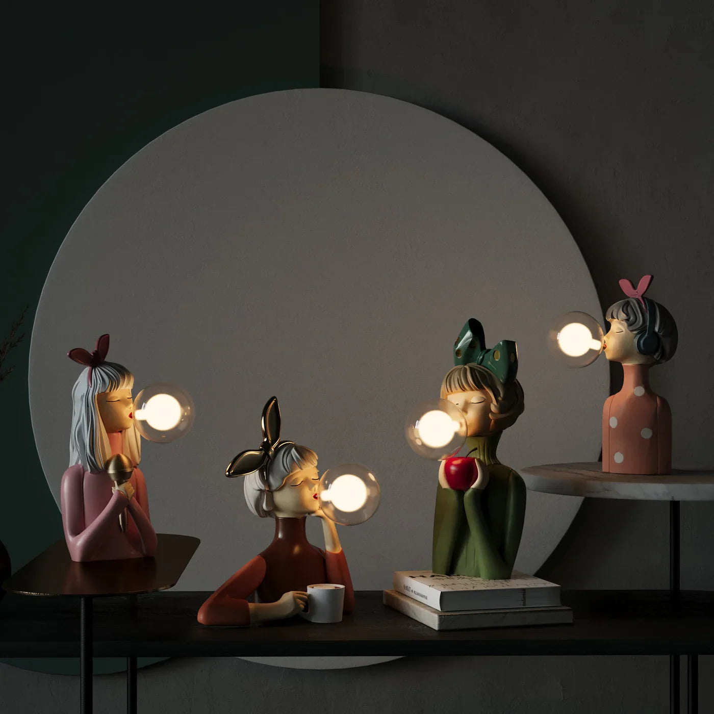 Decorative LED Lamp "Girl with Balloon" – Designer Figure for Living Room and Office