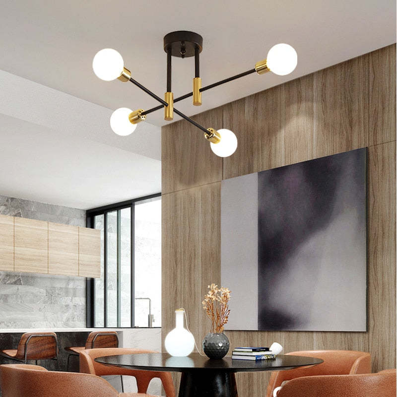 Industrial ceiling lamp chandelier with round lights