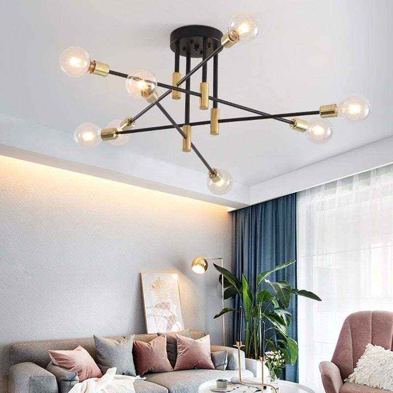 Industrial ceiling lamp chandelier with round lights