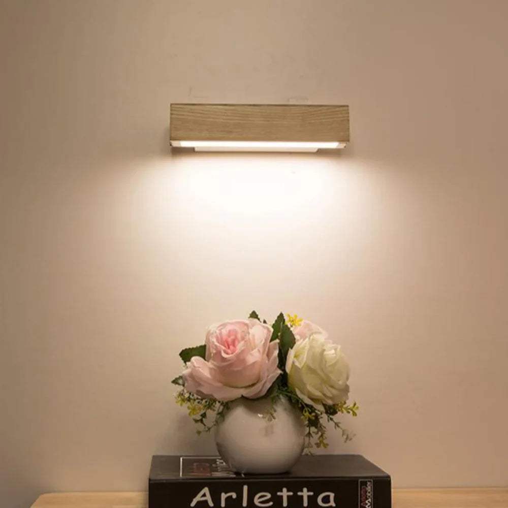 Wooden Adjustable LED Wall Lamp for Reading