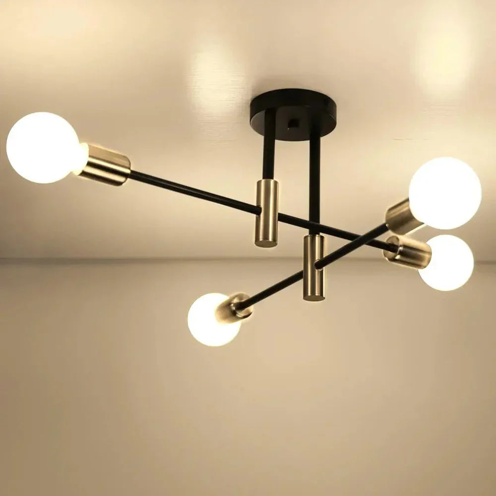 Industrial ceiling lamp chandelier with round lights