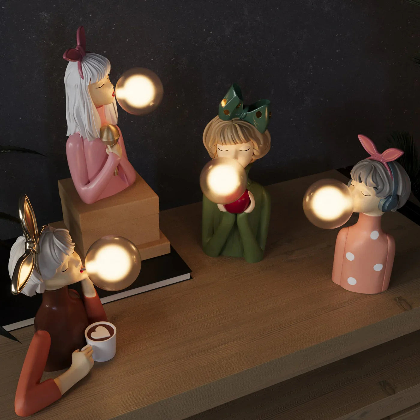 Decorative LED Lamp "Girl with Balloon" – Designer Figure for Living Room and Office