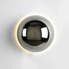 Modern LED wall sconce in the shape of a shimmering ball – wall lighting with a Bauhaus halo effect