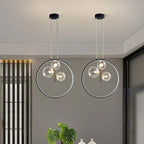Modern LED pendant lamp in the shape of a circle with a central light source