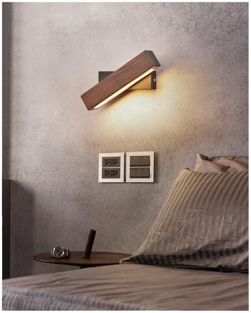 Wooden Adjustable LED Wall Lamp for Reading