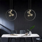 Modern LED pendant lamp in the shape of a circle with a central light source
