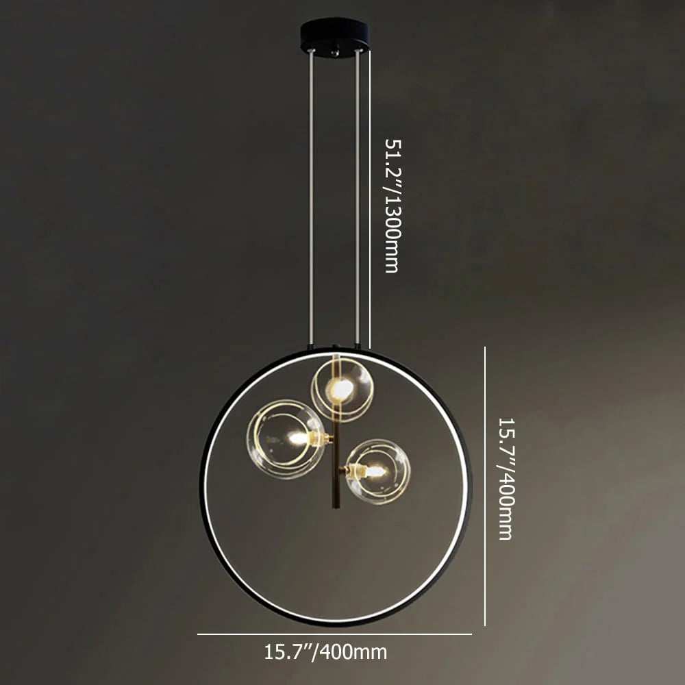 Modern LED pendant lamp in the shape of a circle with a central light source